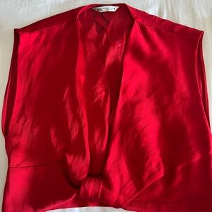 Zara satin red crop top NWOT